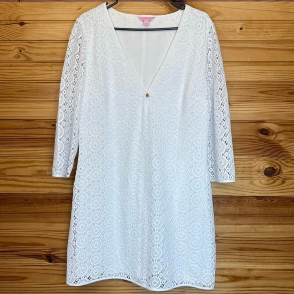 Lilly Pulitzer Lamora Dress Resort White Breakers Lace Extra Large